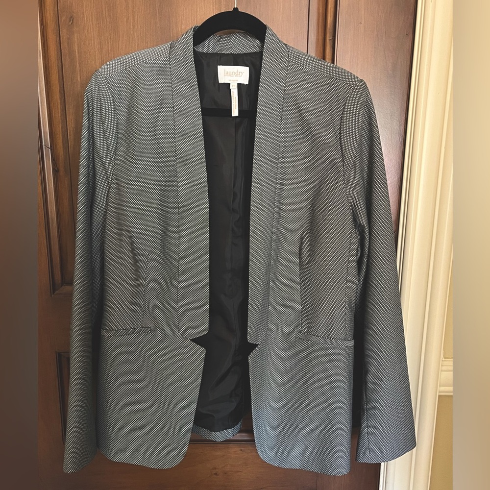 NWOT Laundry by Shelli Segal Open Blazer - Stone/Black Pattern - Size 14